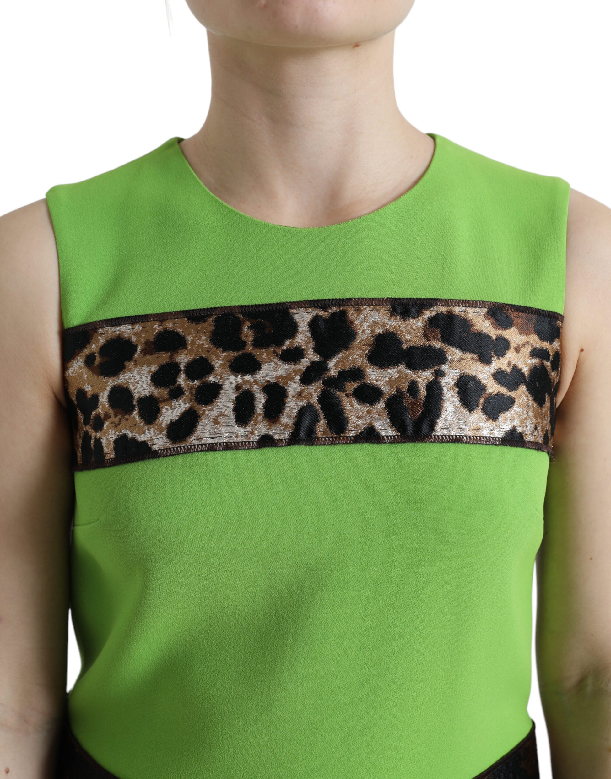 Dolce & Gabbana Apple Green Sleeveless Panelled Shift Dress by Dolce & Gabbana
