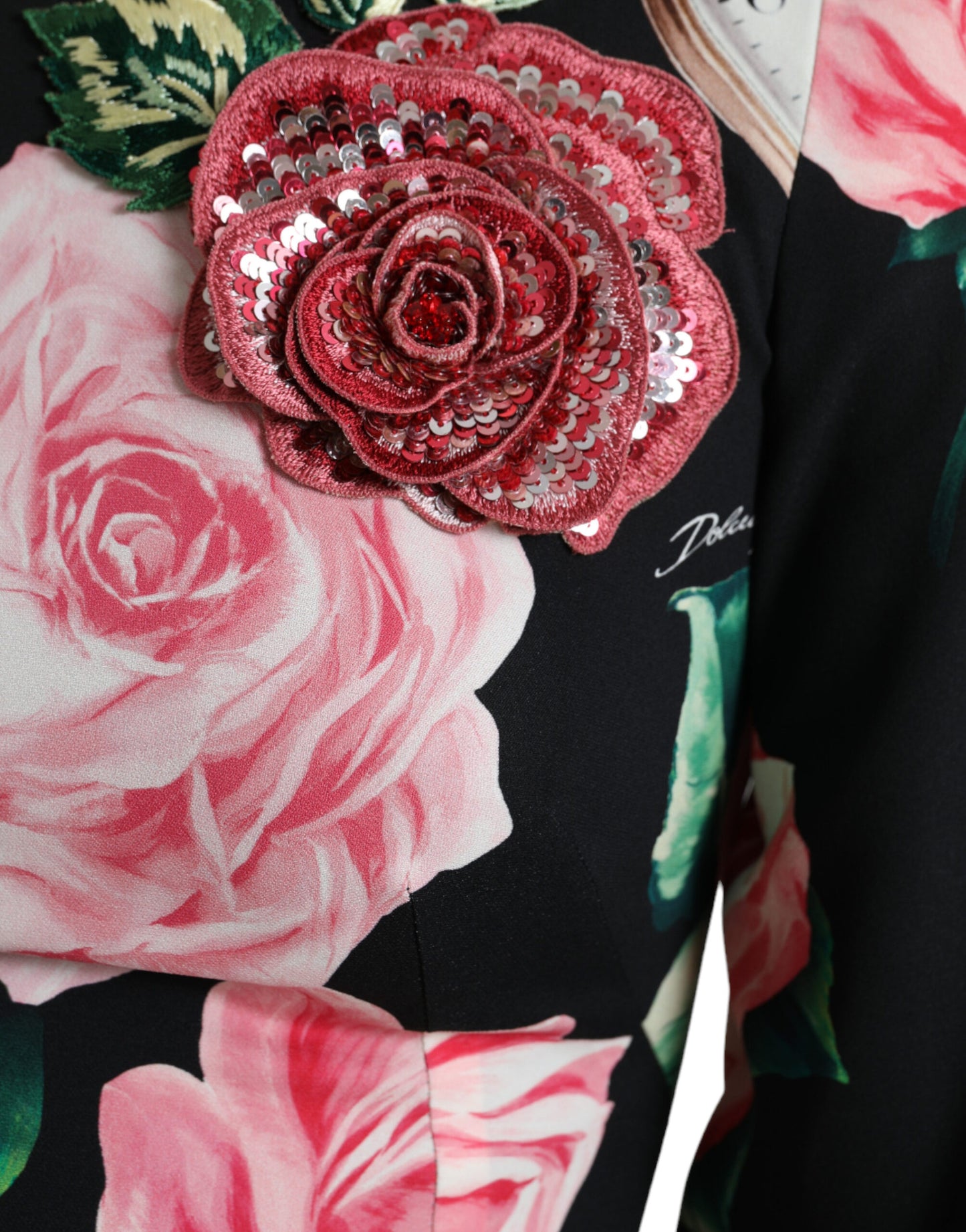 Dolce & Gabbana Black Floral Embellished Lace A-line Dress by Dolce & Gabbana