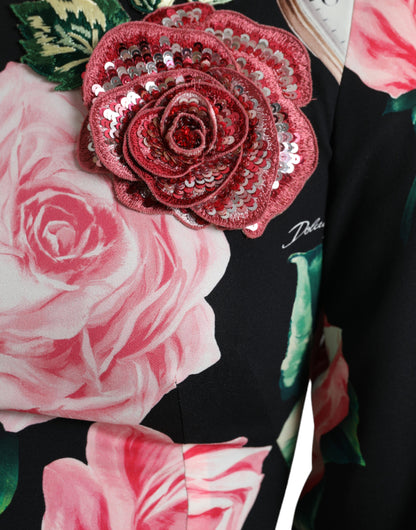 Dolce & Gabbana Black Floral Embellished Lace A-line Dress by Dolce & Gabbana