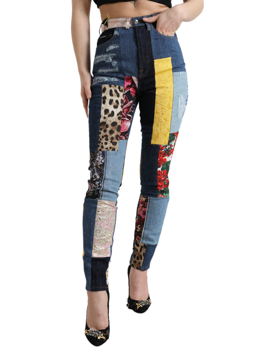 Dolce & Gabbana Multicolor Patchwork GRACE Skinny Denim Jeans by Dolce & Gabbana