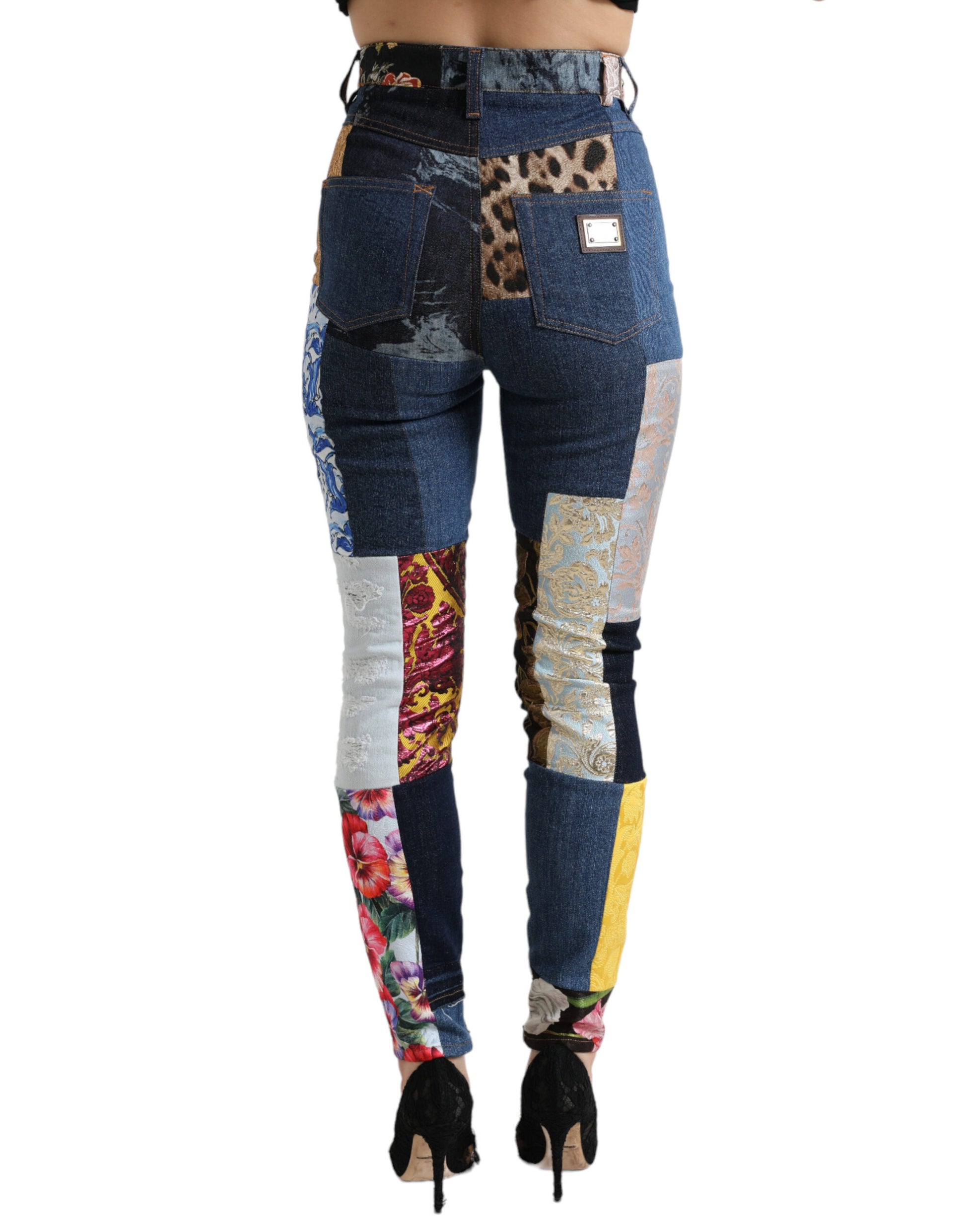 Dolce & Gabbana Multicolor Patchwork GRACE Skinny Denim Jeans by Dolce & Gabbana