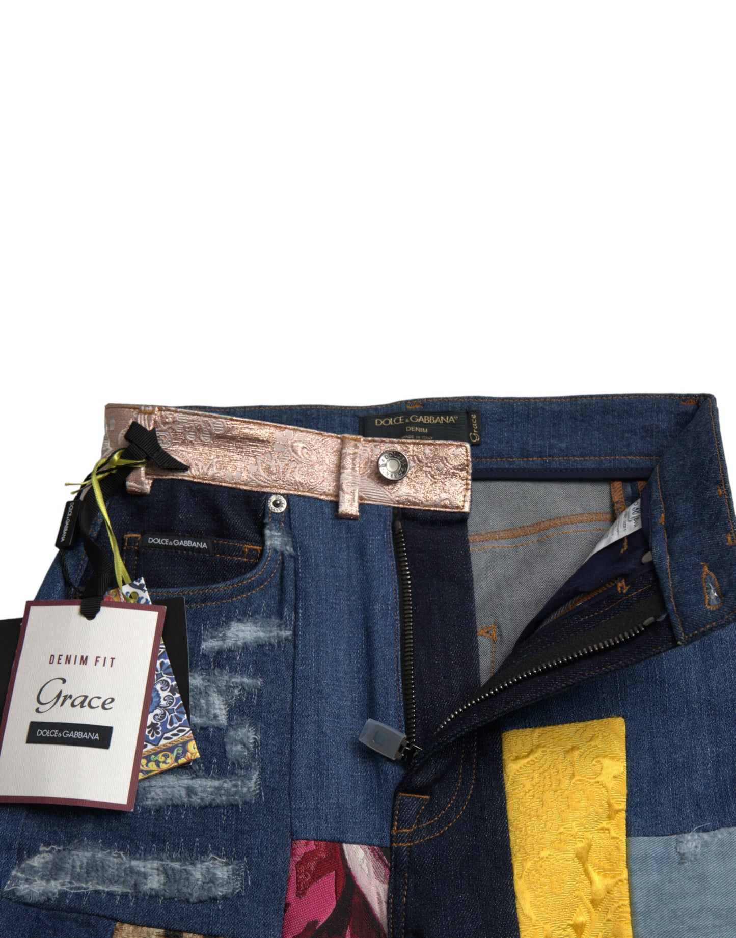 Dolce & Gabbana Multicolor Patchwork GRACE Skinny Denim Jeans by Dolce & Gabbana