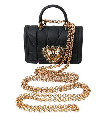 Dolce &amp; Gabbana Black Silicone Devotion Heart Gold Chain Airpods Case