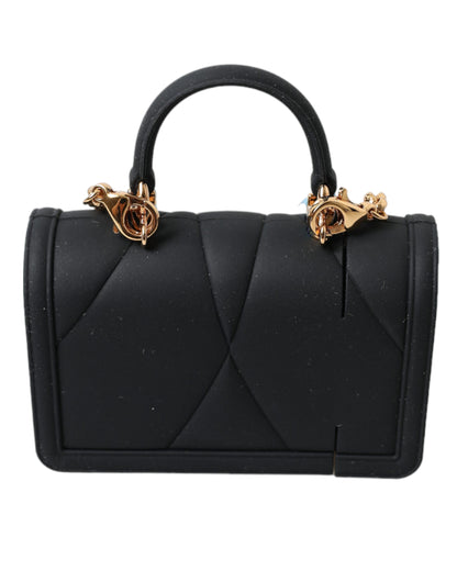 Dolce &amp; Gabbana Black Silicone Devotion Heart Gold Chain Airpods Case