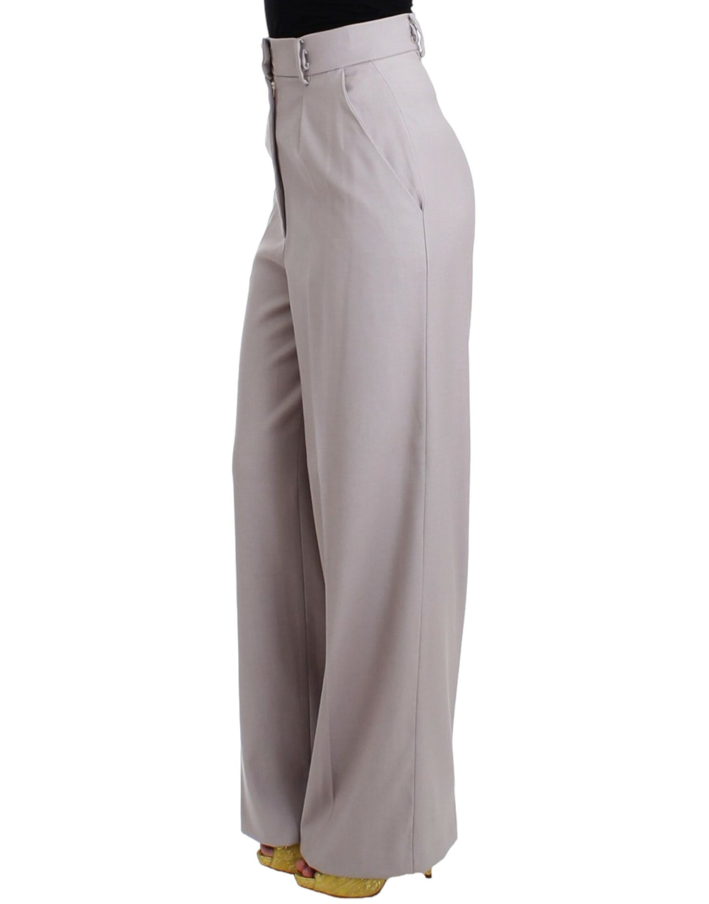 Pantalon gris sophistiqué taille haute Cavalli