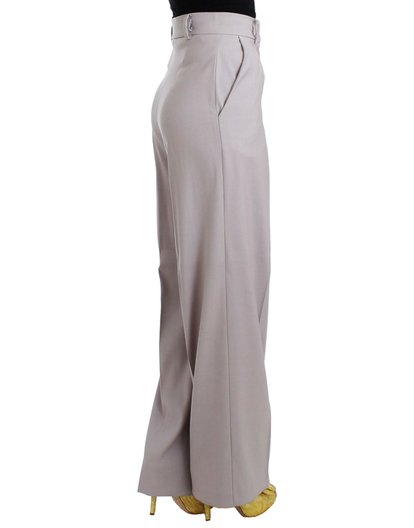 Pantalon gris sophistiqué taille haute Cavalli