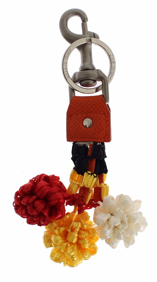 Dolce & Gabbana Red White Raffia Leather Clasp Finder Keyring Keychain by Dolce & Gabbana