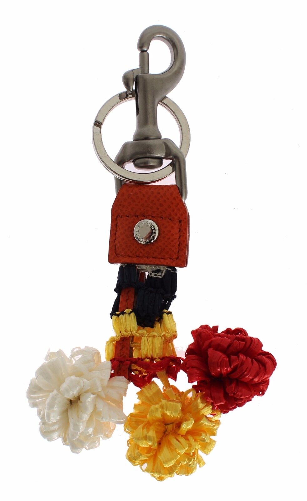 Dolce & Gabbana Red White Raffia Leather Clasp Finder Keyring Keychain by Dolce & Gabbana