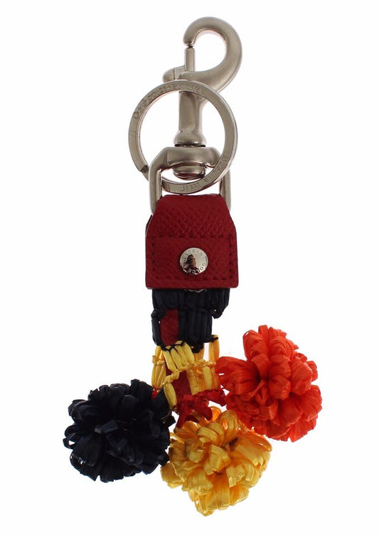 Porte-clés Dolce &amp; Gabbana en cuir raphia multicolore de Sicile