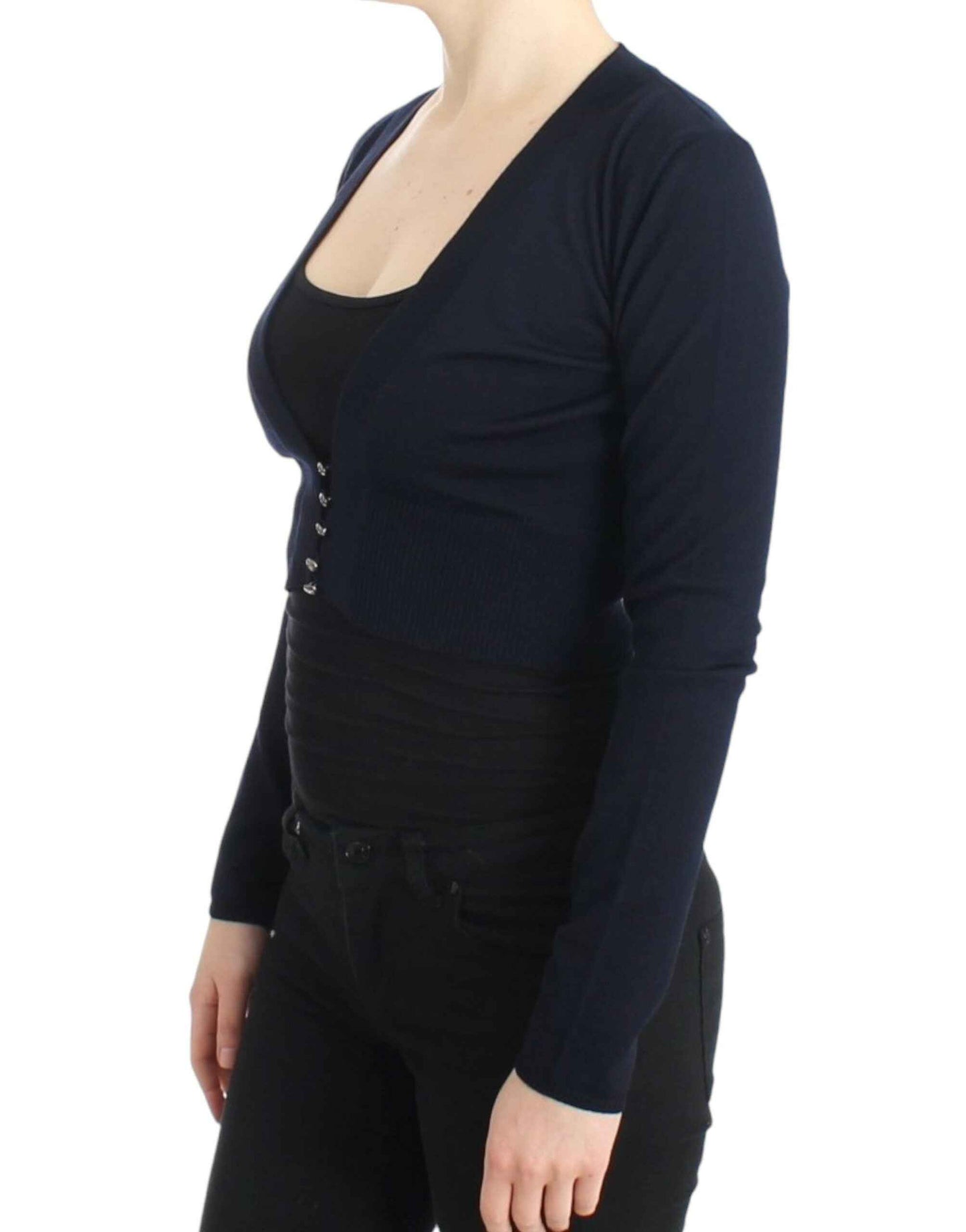 Cavalli Blue cropped wool cardigan