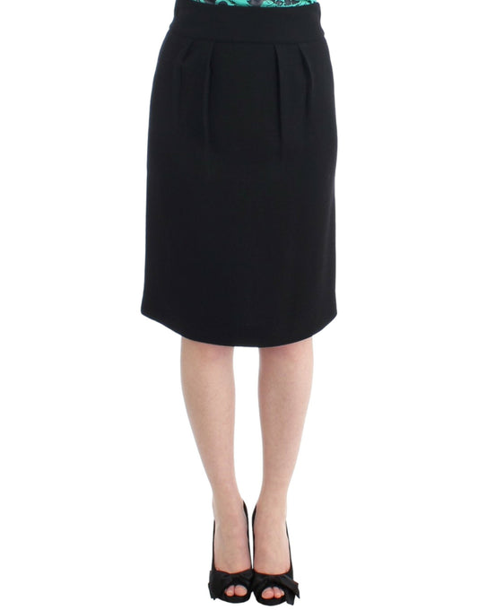 Jupe crayon élégante en laine noire Cavalli