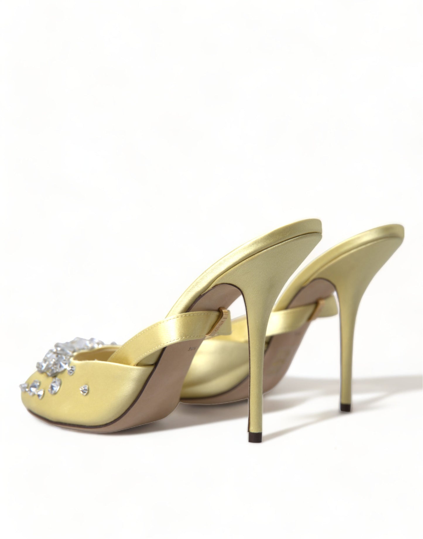 Dolce &amp; Gabbana Yellow Satin Crystal Mary Janes Sandals