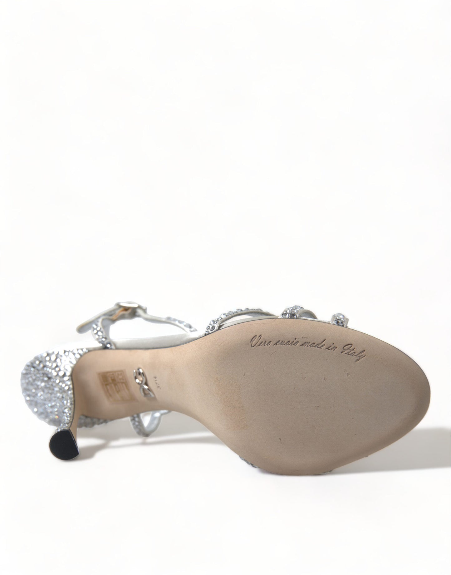 Dolce &amp; Gabbana Silver Crystal Ankle Strap Sandals Shoes