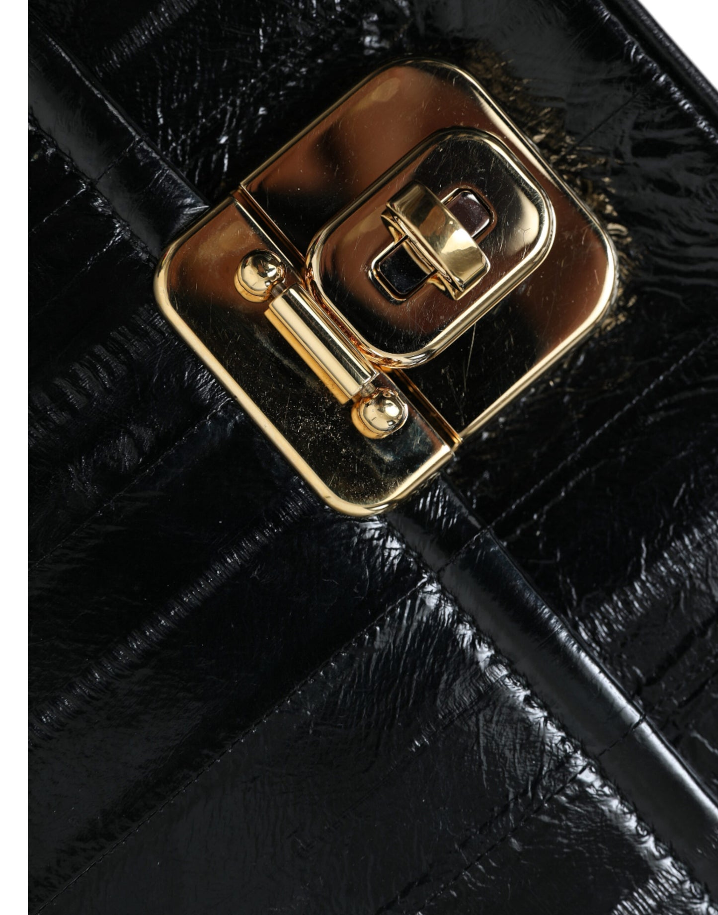 Dolce &amp; Gabbana Black Eelskin Leather Shoulder Document Organizer Bag
