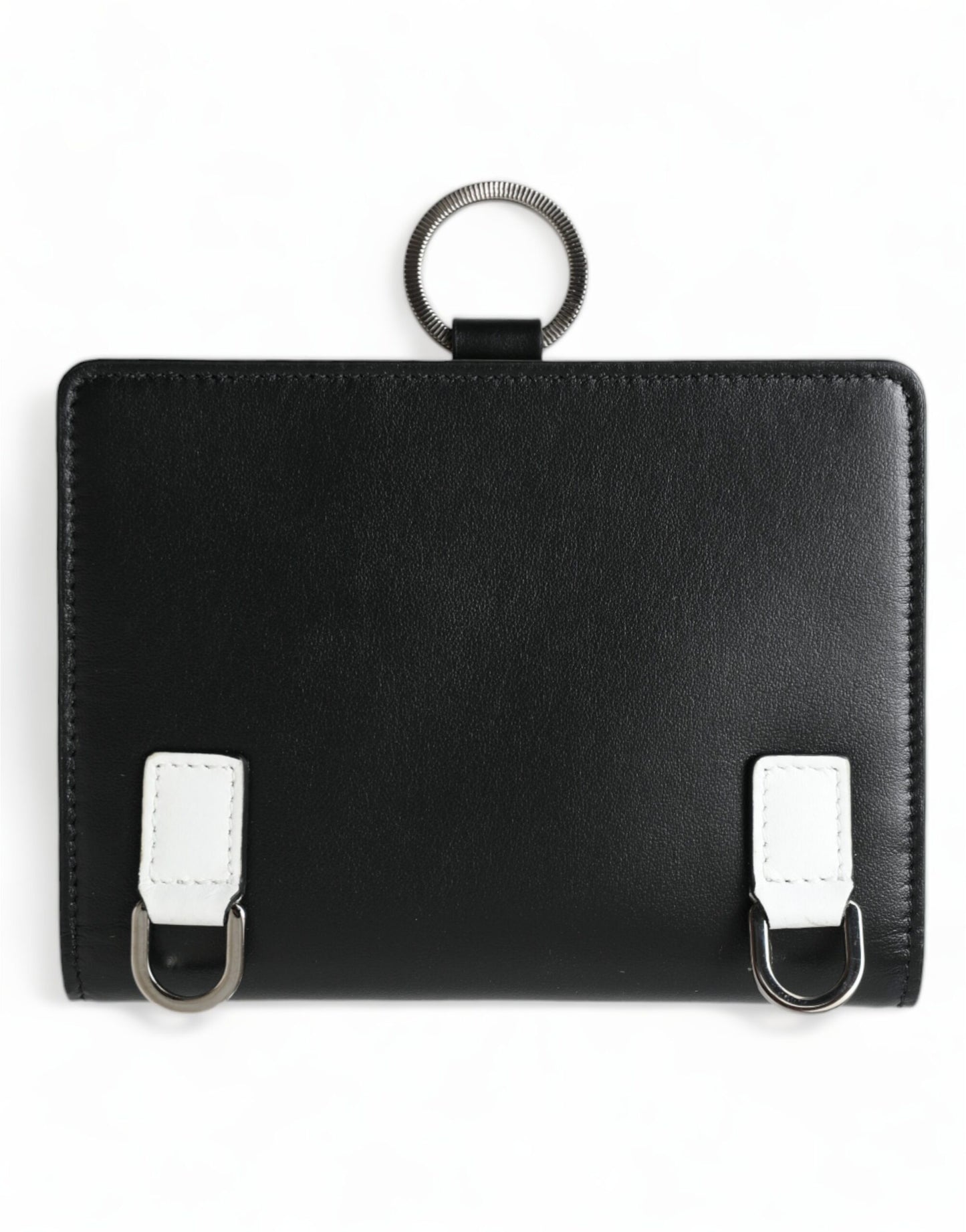 Dolce &amp; Gabbana Black Leather Crystal Embellished Card Holder Wallet