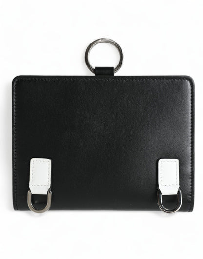 Dolce &amp; Gabbana Black Leather Crystal Embellished Card Holder Wallet