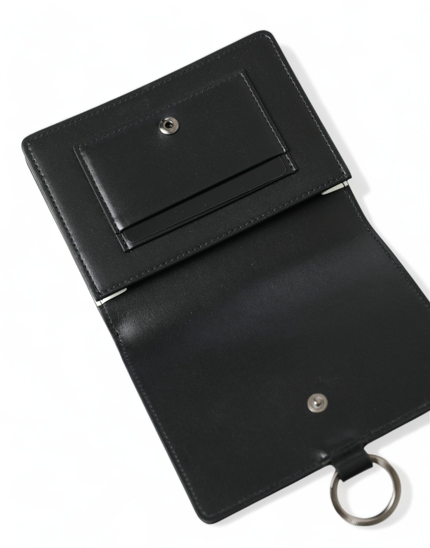 Dolce &amp; Gabbana Black Leather Crystal Embellished Card Holder Wallet