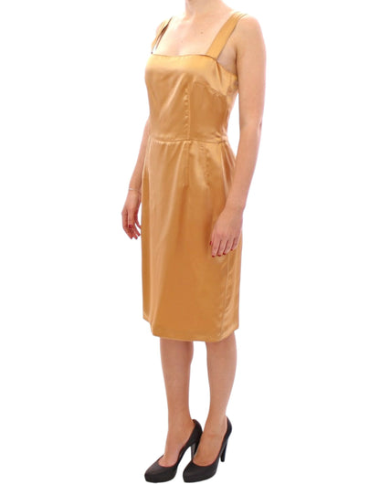 Dolce &amp; Gabbana Élégante robe fourreau en soie bronze longueur genou