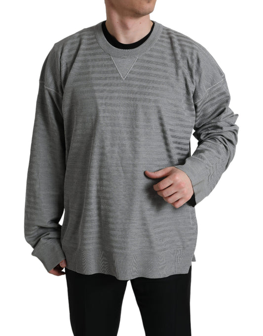 Dolce & Gabbana Gray Crewneck Pullover Silk Top Sweater by Dolce & Gabbana