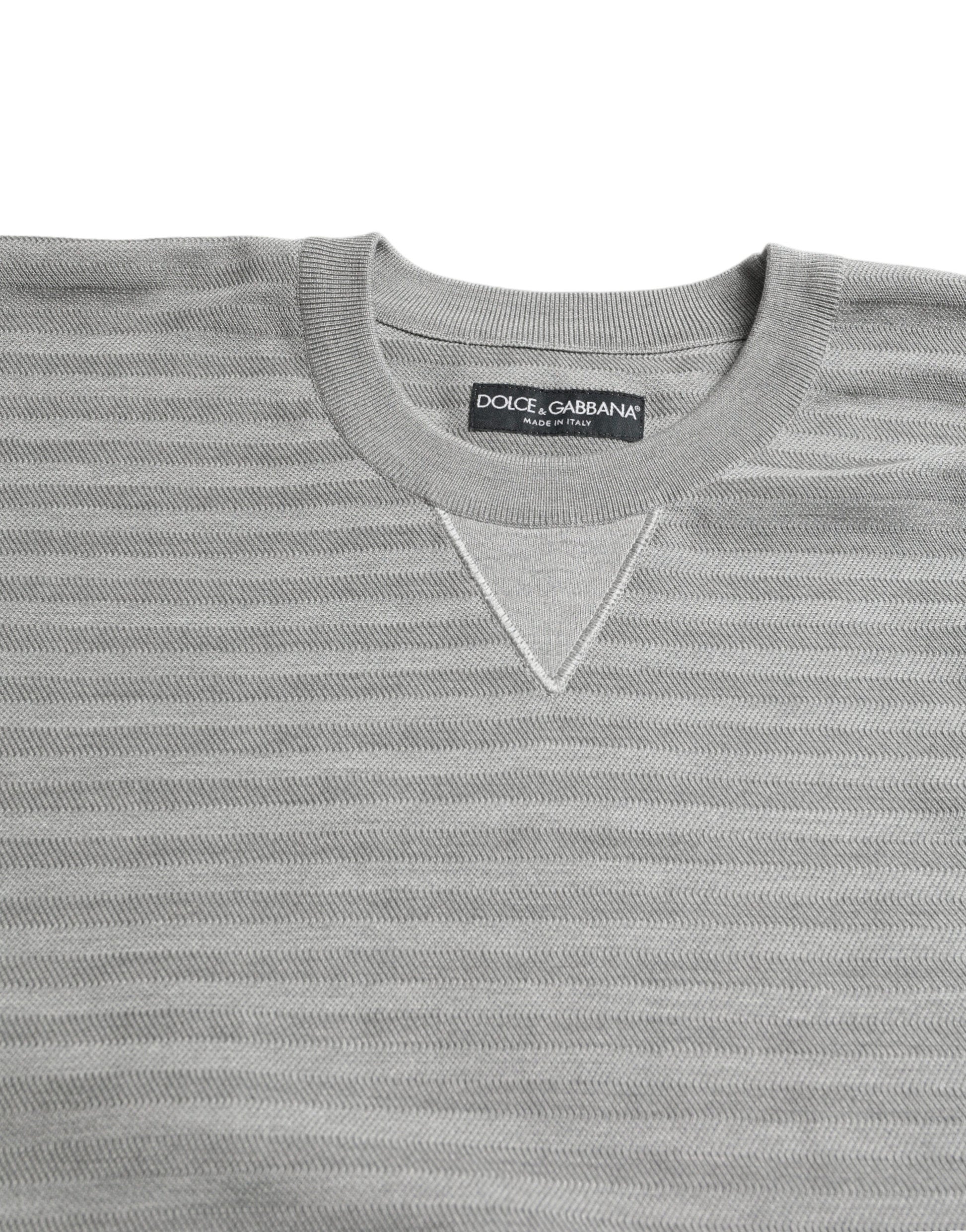 Dolce & Gabbana Gray Crewneck Pullover Silk Top Sweater by Dolce & Gabbana