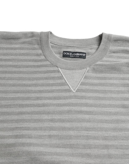 Dolce & Gabbana Gray Crewneck Pullover Silk Top Sweater by Dolce & Gabbana