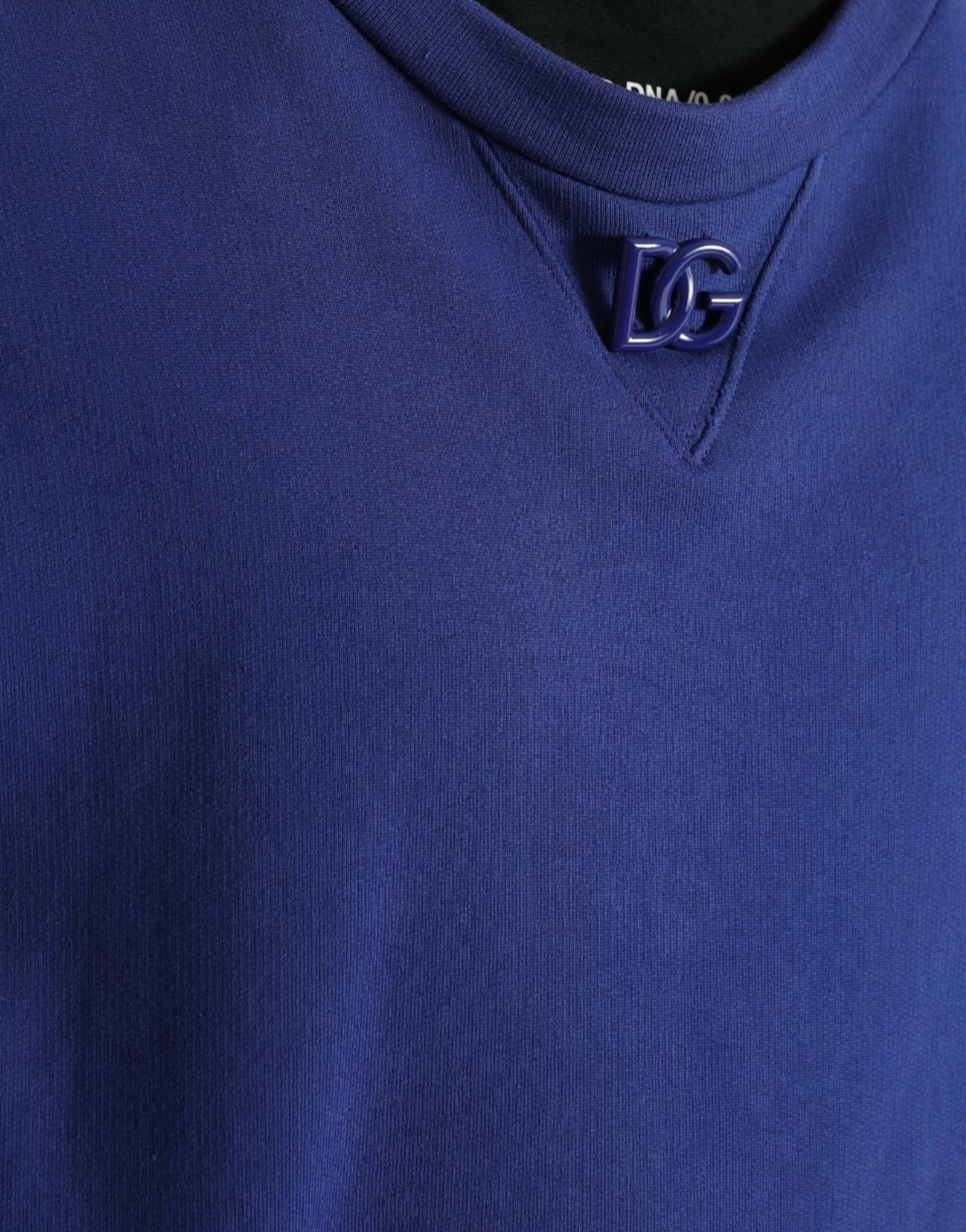 Dolce & Gabbana Royal Blue Cotton Crewneck Pullover Sweater by Dolce & Gabbana