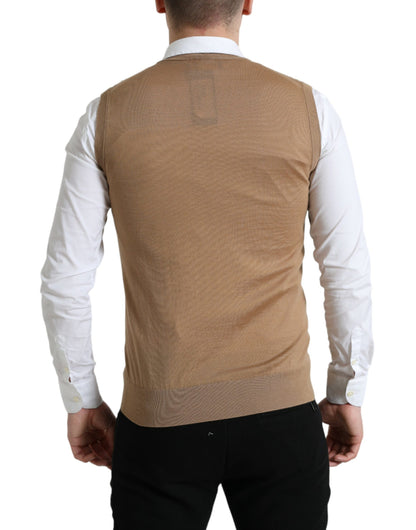 Dolce & Gabbana Brown Wool Sleeveless Pullover Sweater by Dolce & Gabbana