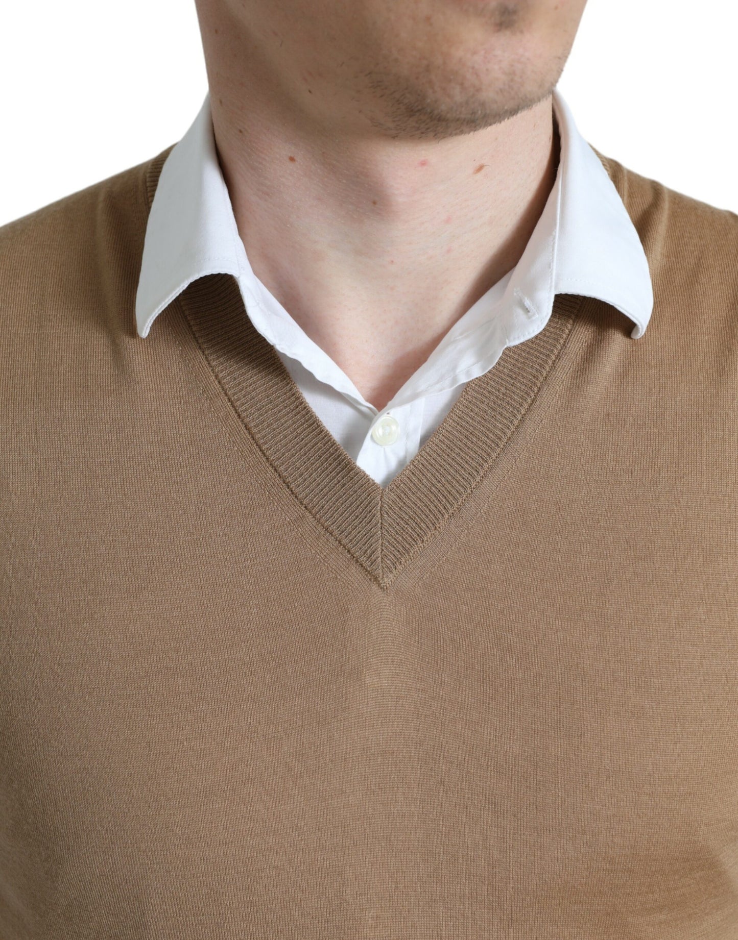 Dolce & Gabbana Brown Wool Sleeveless Pullover Sweater by Dolce & Gabbana