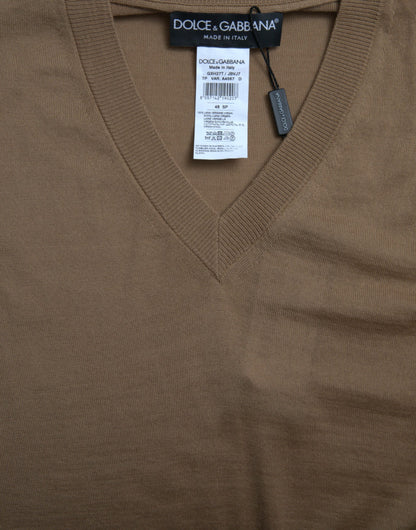 Dolce & Gabbana Brown Wool Sleeveless Pullover Sweater by Dolce & Gabbana