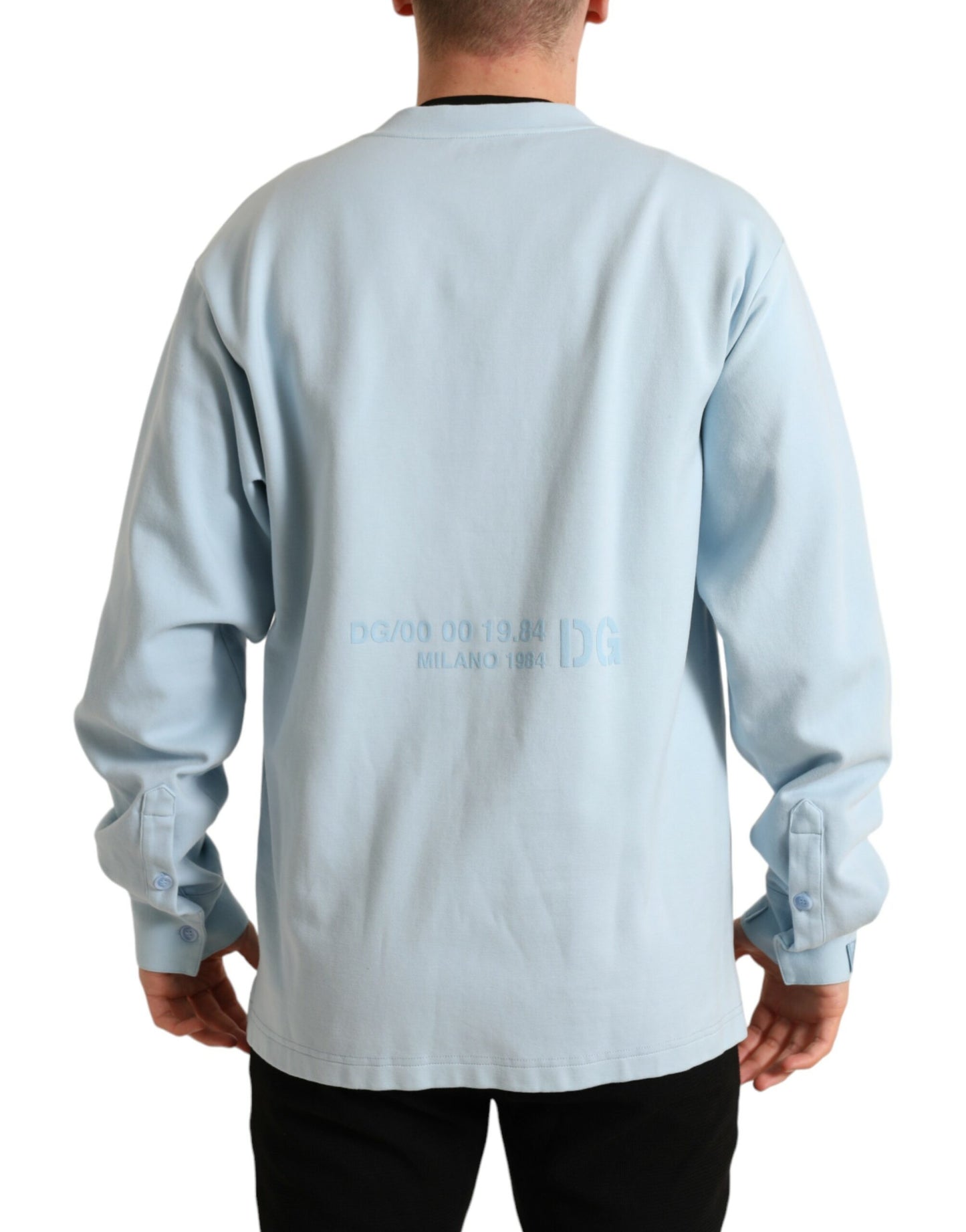 Dolce & Gabbana Light Blue Cotton Buttoned Pullover Sweater by Dolce & Gabbana