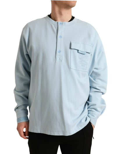 Dolce & Gabbana Light Blue Cotton Buttoned Pullover Sweater by Dolce & Gabbana