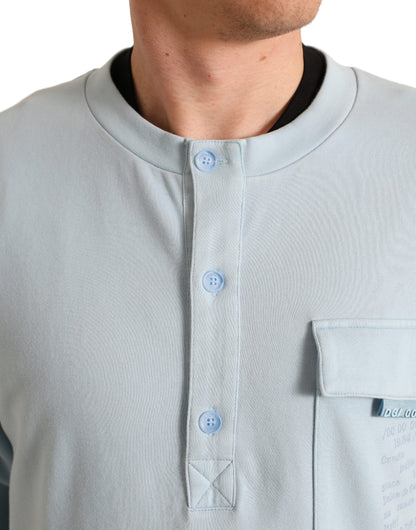 Dolce & Gabbana Light Blue Cotton Buttoned Pullover Sweater by Dolce & Gabbana