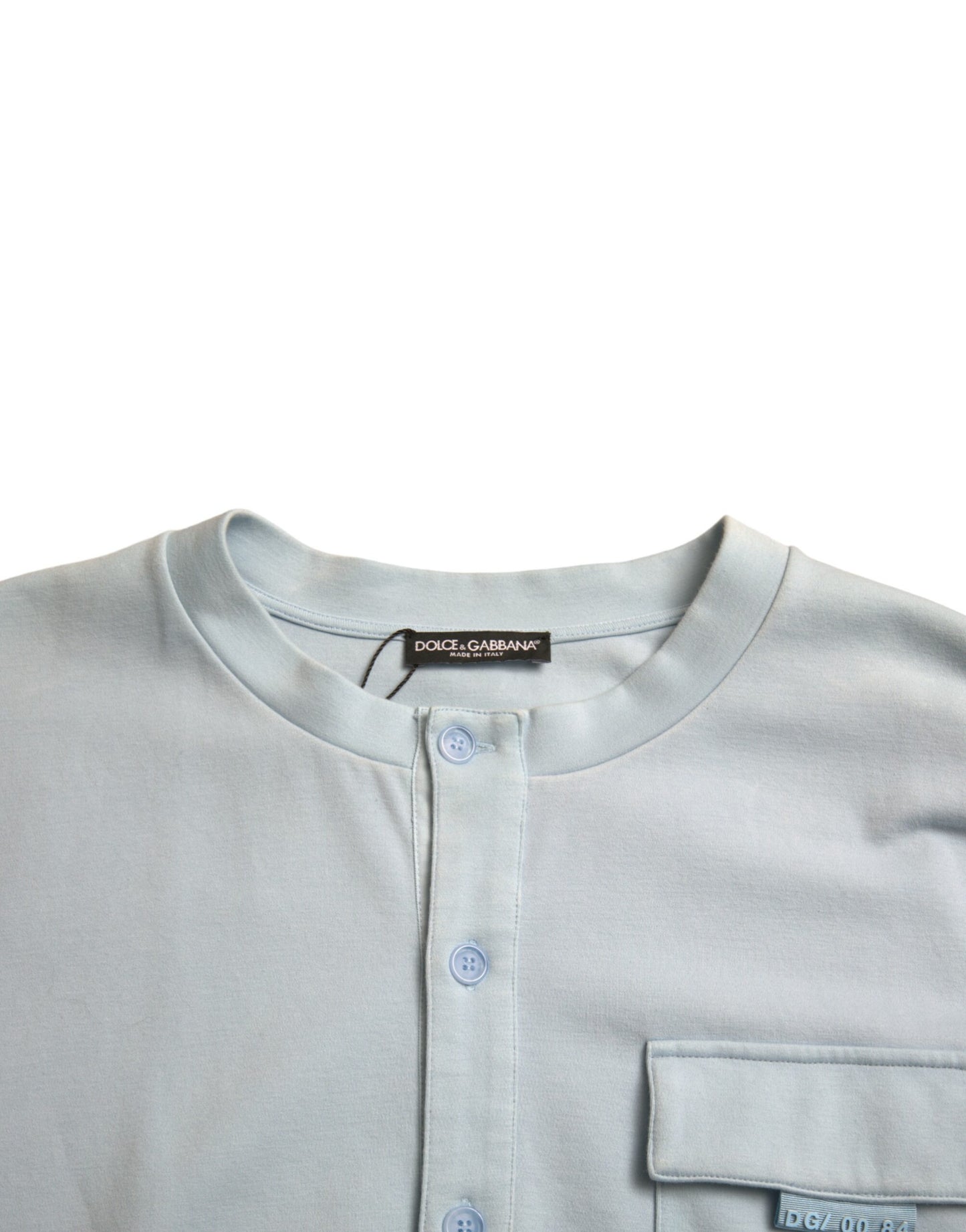 Dolce & Gabbana Light Blue Cotton Buttoned Pullover Sweater by Dolce & Gabbana
