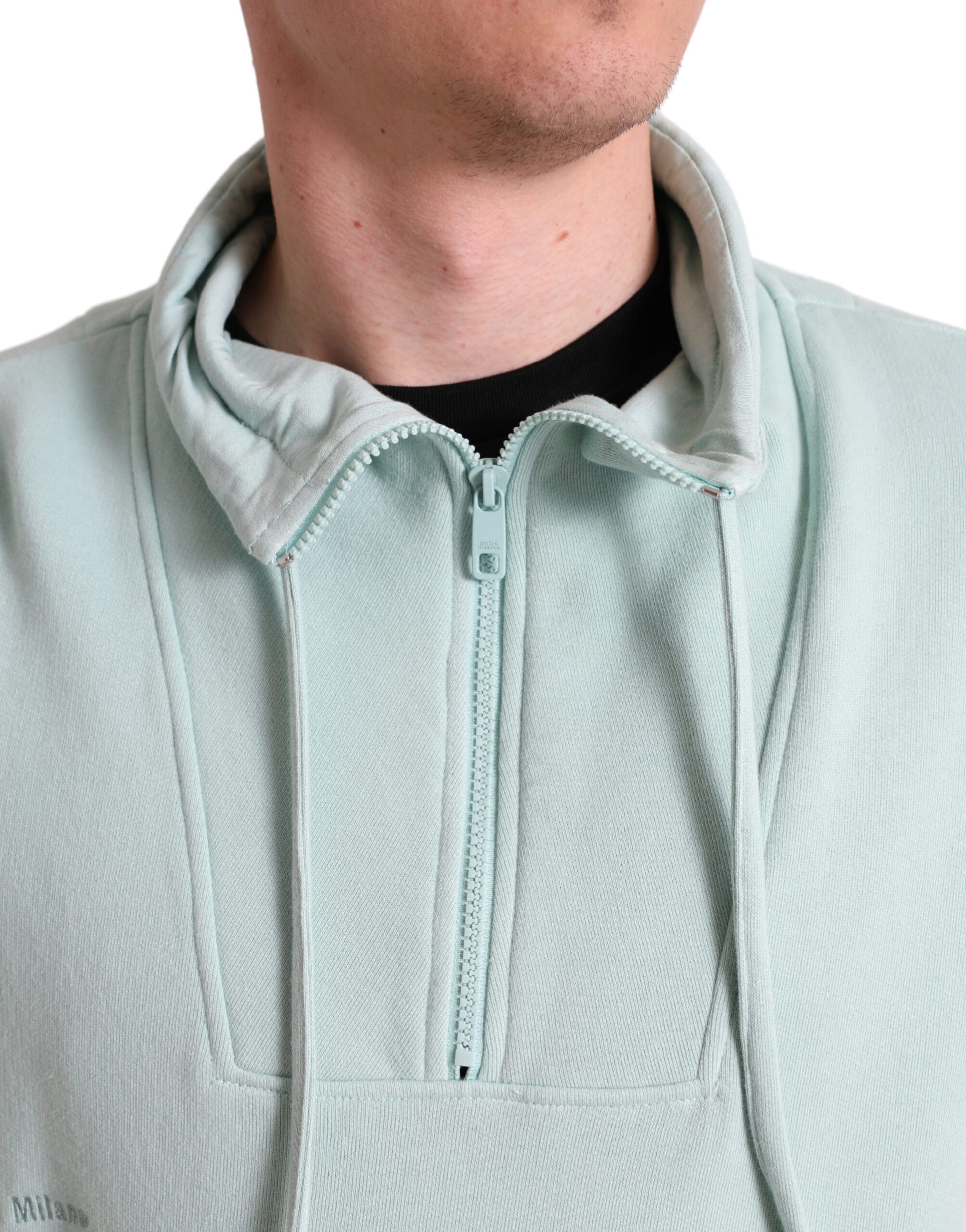 Dolce & Gabbana Mint Green Cotton Pockets Pullover Sweater by Dolce & Gabbana