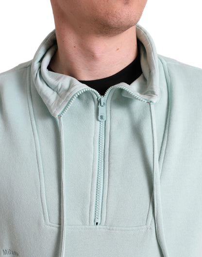 Dolce & Gabbana Mint Green Cotton Pockets Pullover Sweater by Dolce & Gabbana