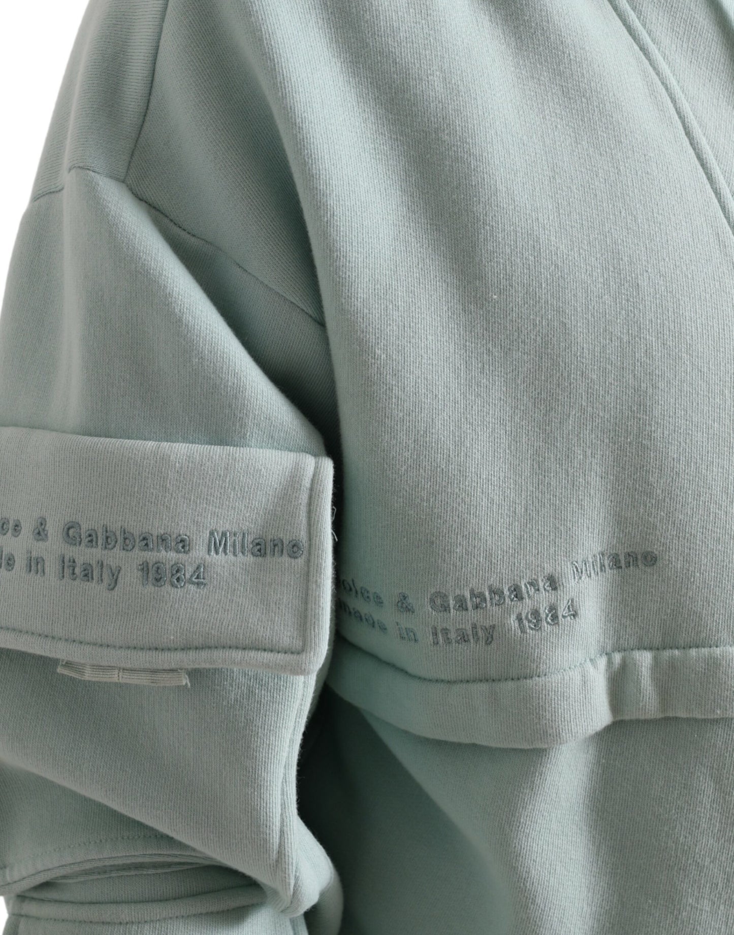 Dolce & Gabbana Mint Green Cotton Pockets Pullover Sweater by Dolce & Gabbana