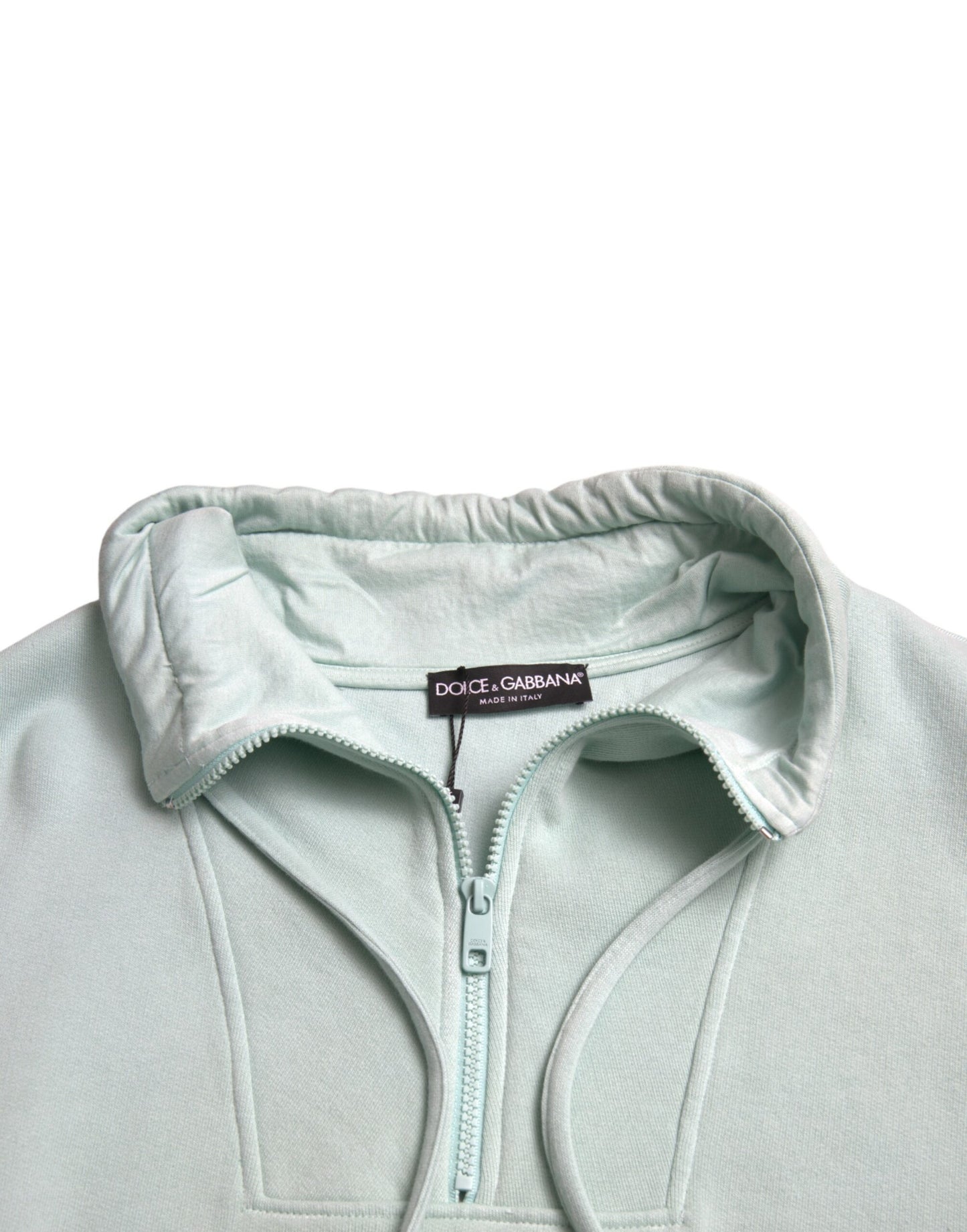 Dolce & Gabbana Mint Green Cotton Pockets Pullover Sweater by Dolce & Gabbana