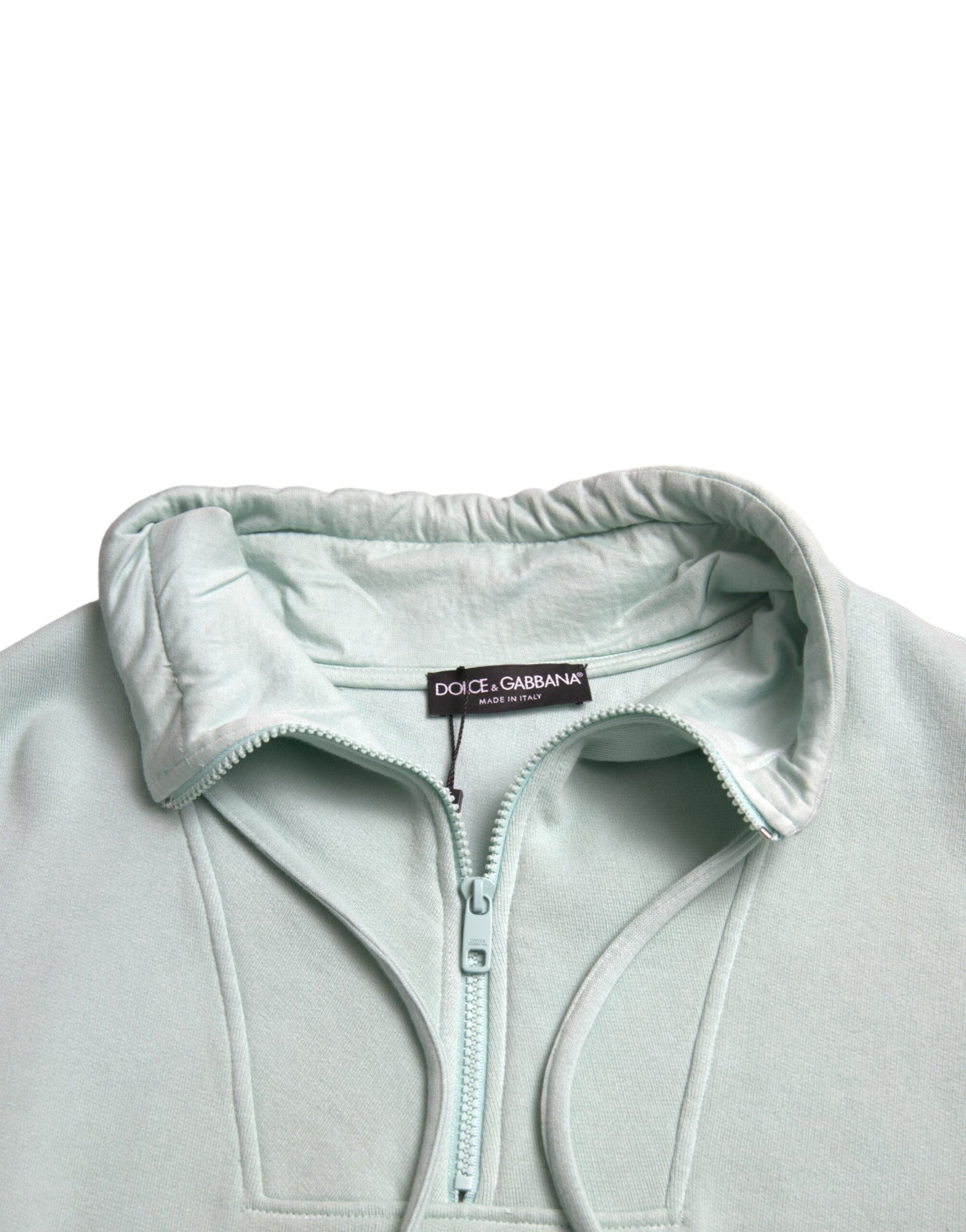 Dolce & Gabbana Mint Green Cotton Pockets Pullover Sweater by Dolce & Gabbana
