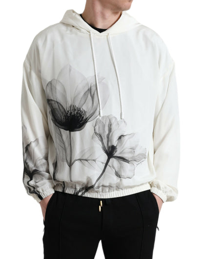 Dolce & Gabbana White Floral Print Hooded Pullover Sweater by Dolce & Gabbana