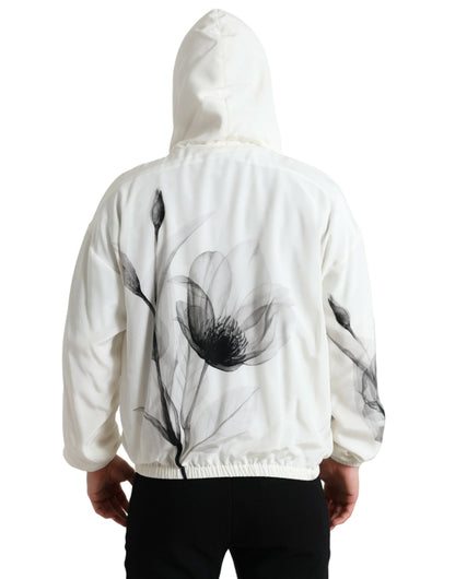 Dolce & Gabbana White Floral Print Hooded Pullover Sweater by Dolce & Gabbana