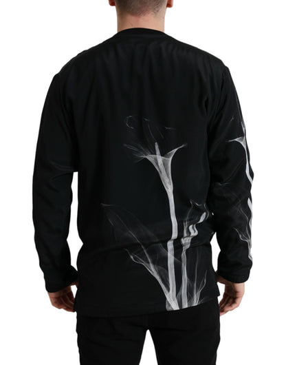Dolce & Gabbana Black Floral Print Crewneck Pullover Sweater by Dolce & Gabbana