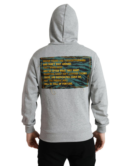 Dolce & Gabbana Gray Cotton Logo Hooded Sweatshirt Sweater by Dolce & Gabbana