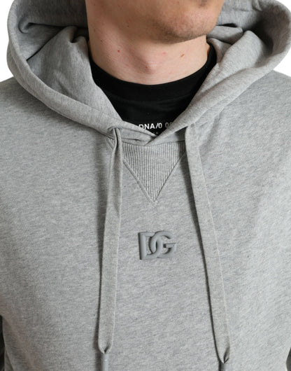 Dolce & Gabbana Gray Cotton Logo Hooded Sweatshirt Sweater by Dolce & Gabbana