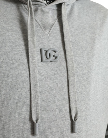 Dolce & Gabbana Gray Cotton Logo Hooded Sweatshirt Sweater by Dolce & Gabbana