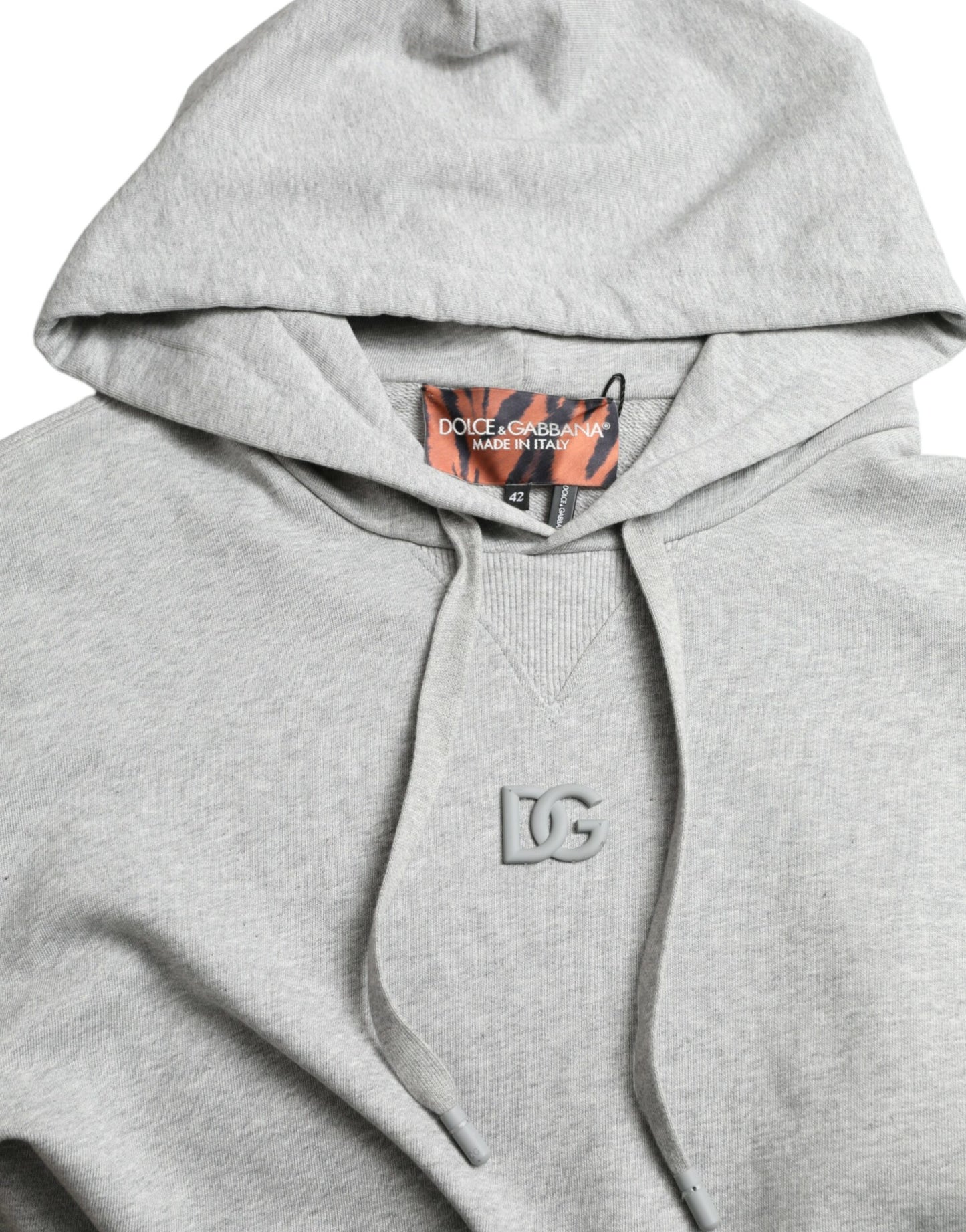 Dolce & Gabbana Gray Cotton Logo Hooded Sweatshirt Sweater by Dolce & Gabbana