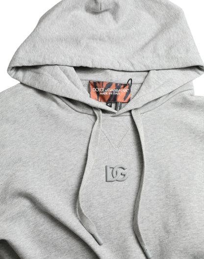 Dolce & Gabbana Gray Cotton Logo Hooded Sweatshirt Sweater by Dolce & Gabbana