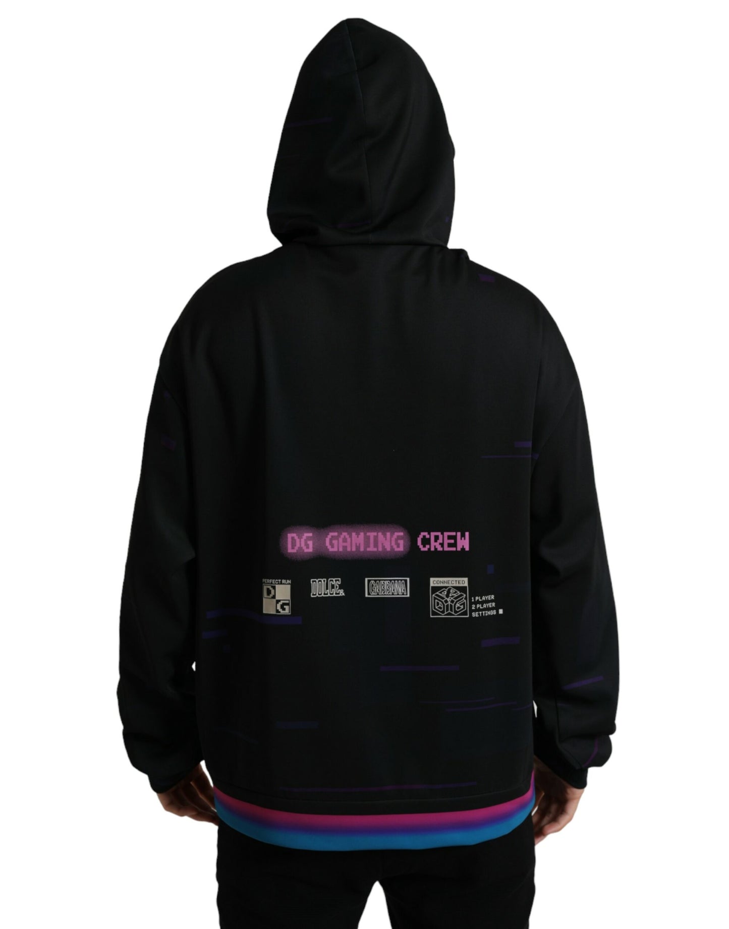 Dolce & Gabbana Black Logo Print Hooded Sweatshirt Sweater by Dolce & Gabbana