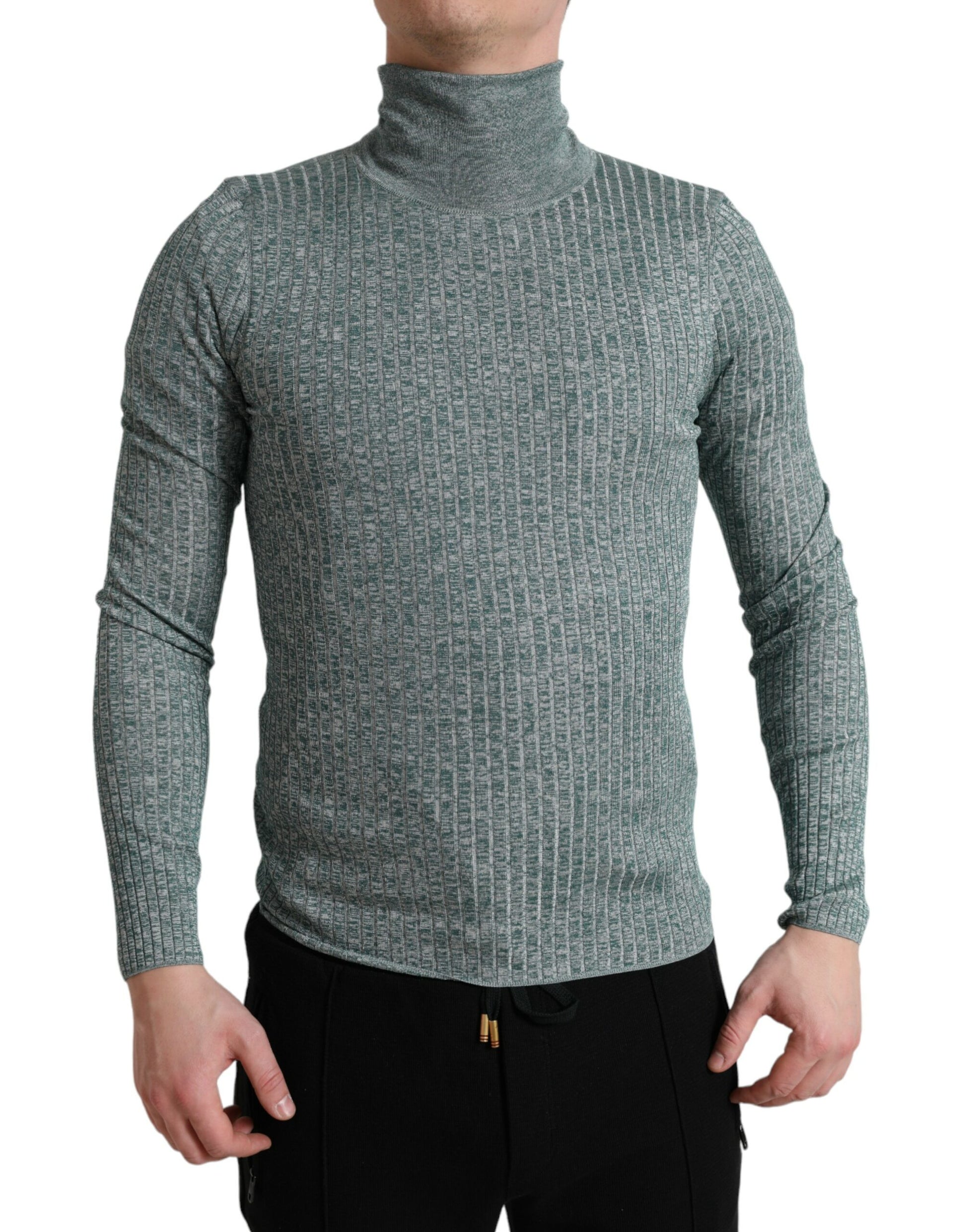 Dolce & Gabbana Green Polyester Turtleneck Pullover Sweater by Dolce & Gabbana
