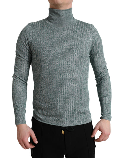 Dolce & Gabbana Green Polyester Turtleneck Pullover Sweater by Dolce & Gabbana