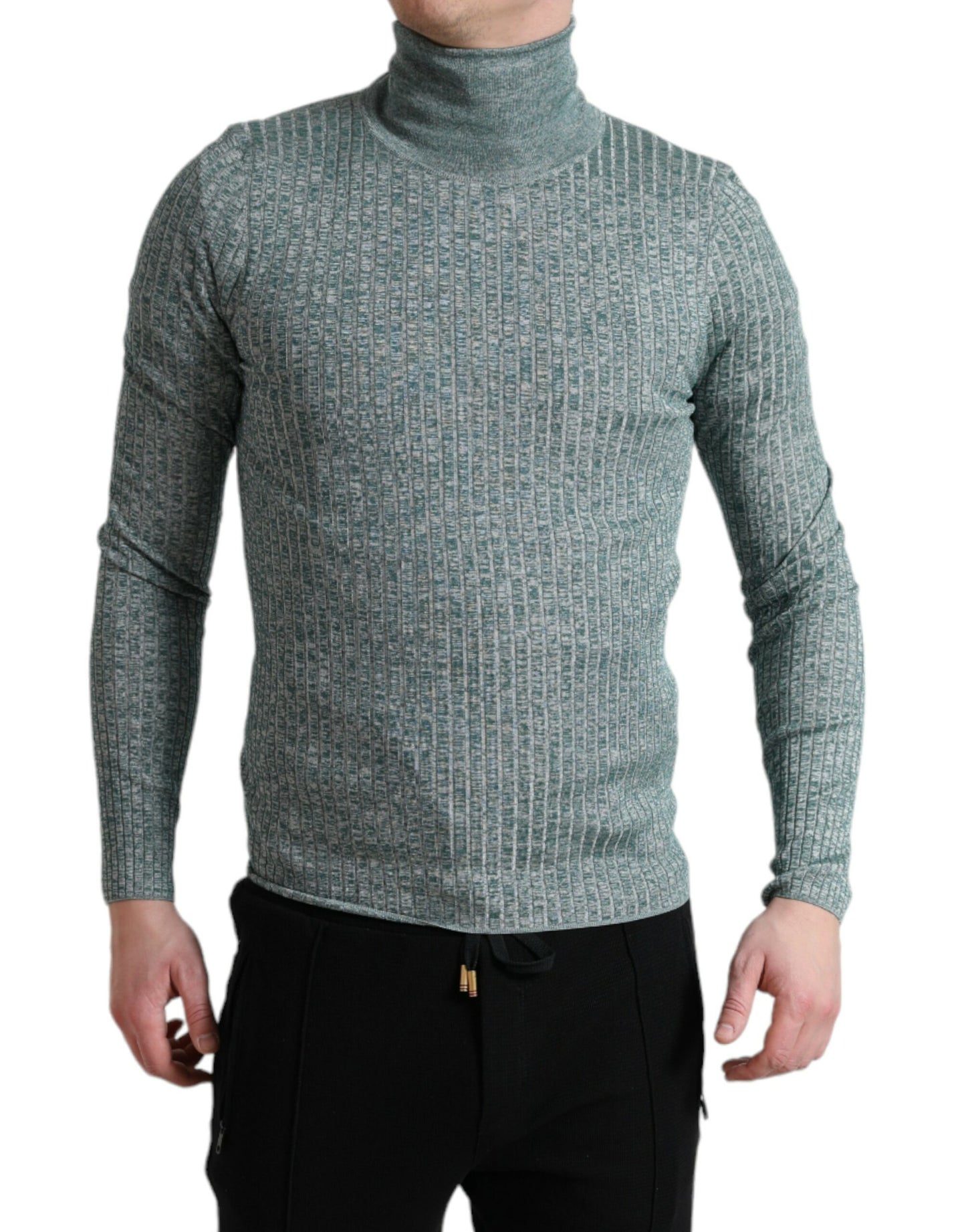Dolce & Gabbana Green Polyester Turtleneck Pullover Sweater by Dolce & Gabbana